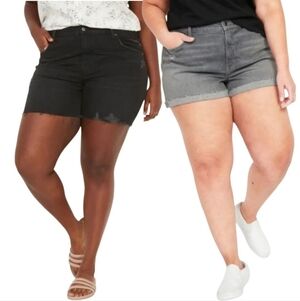 2 Pairs Old Navy Size 26 High-Waisted Cut Off  Denim Shorts Black & Gray NWOT